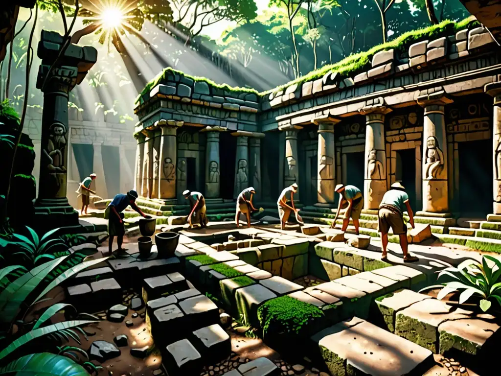 Arqueólogos excavando antigua ciudad entre la selva
