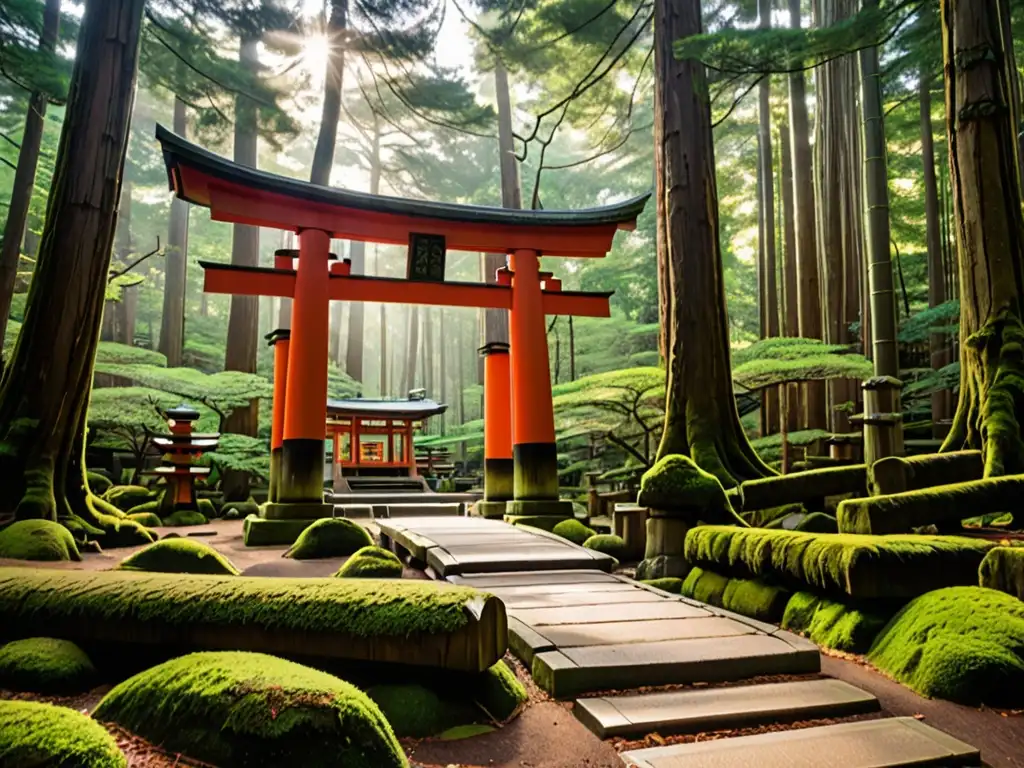 Un bosque de cedros antiguos envuelto en niebla