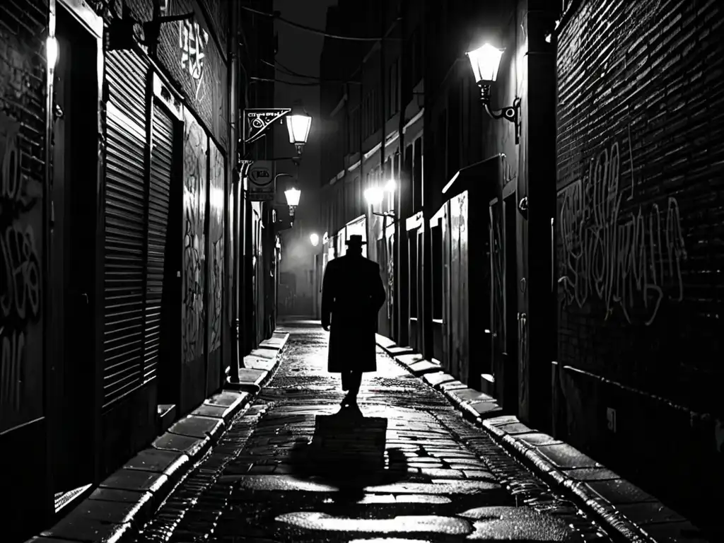 Un callejón estrecho y sombrío en la ciudad, con paredes llenas de grafitis