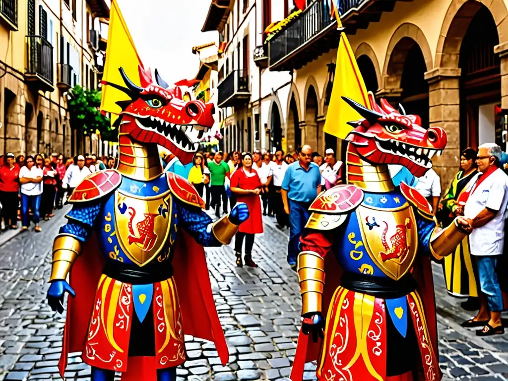 Colorida celebración de la Festividad de San Jorge en Cataluña, con desfile, música tradicional y delicias locales en las bulliciosas calles