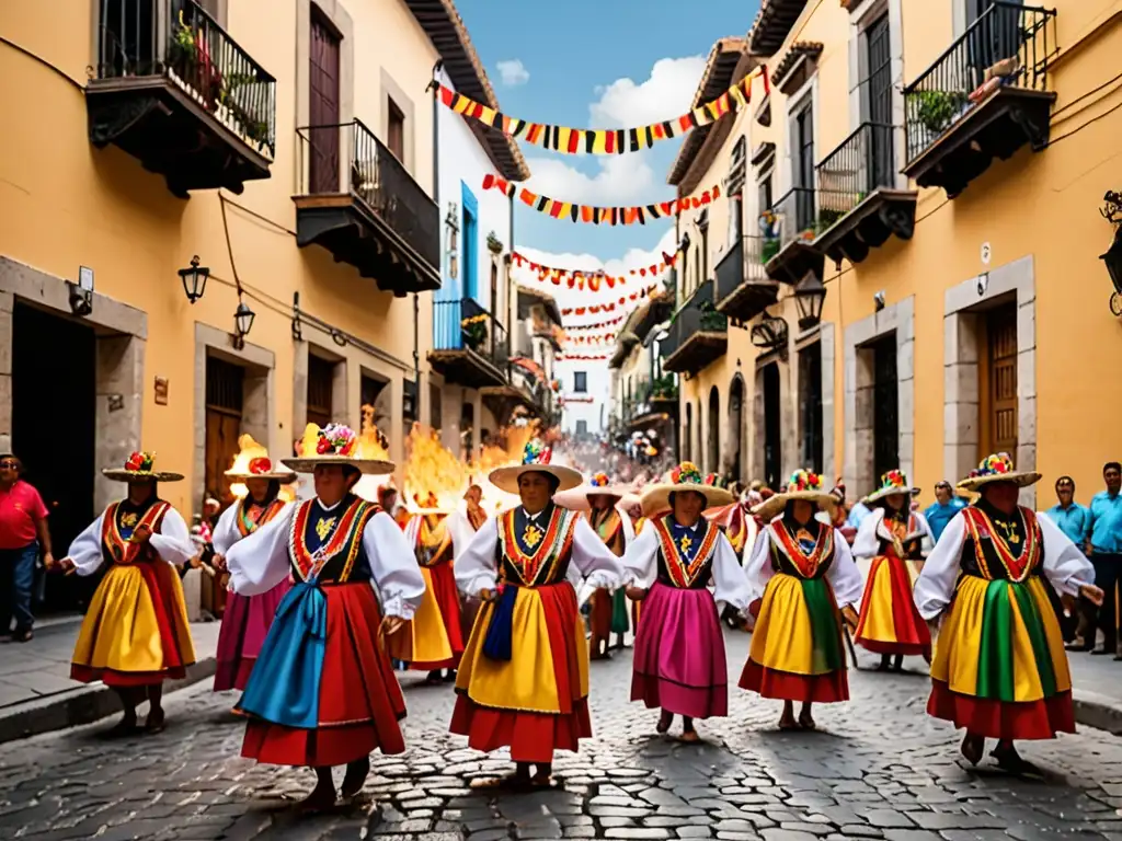 Colorida procesión durante las Leyendas Hogueras San Antón en un pueblo español