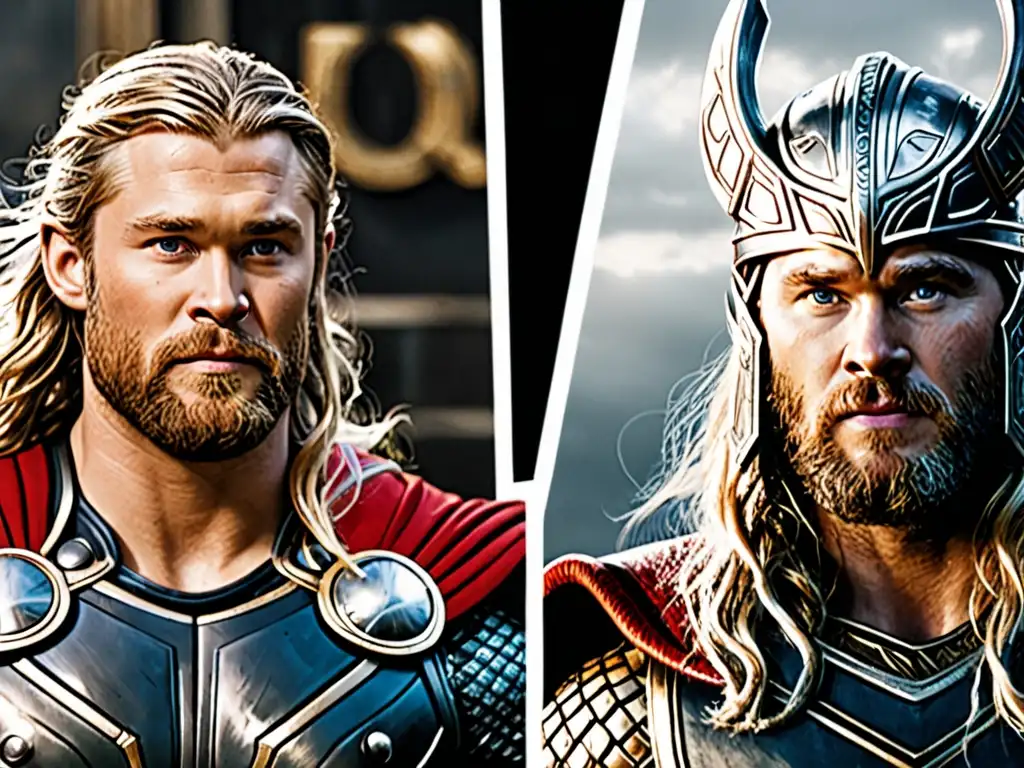 Comparativa entre Thor de Marvel y mitología nórdica: representación detallada de Thor en la cultura popular y en la mitología, mostrando su evolución