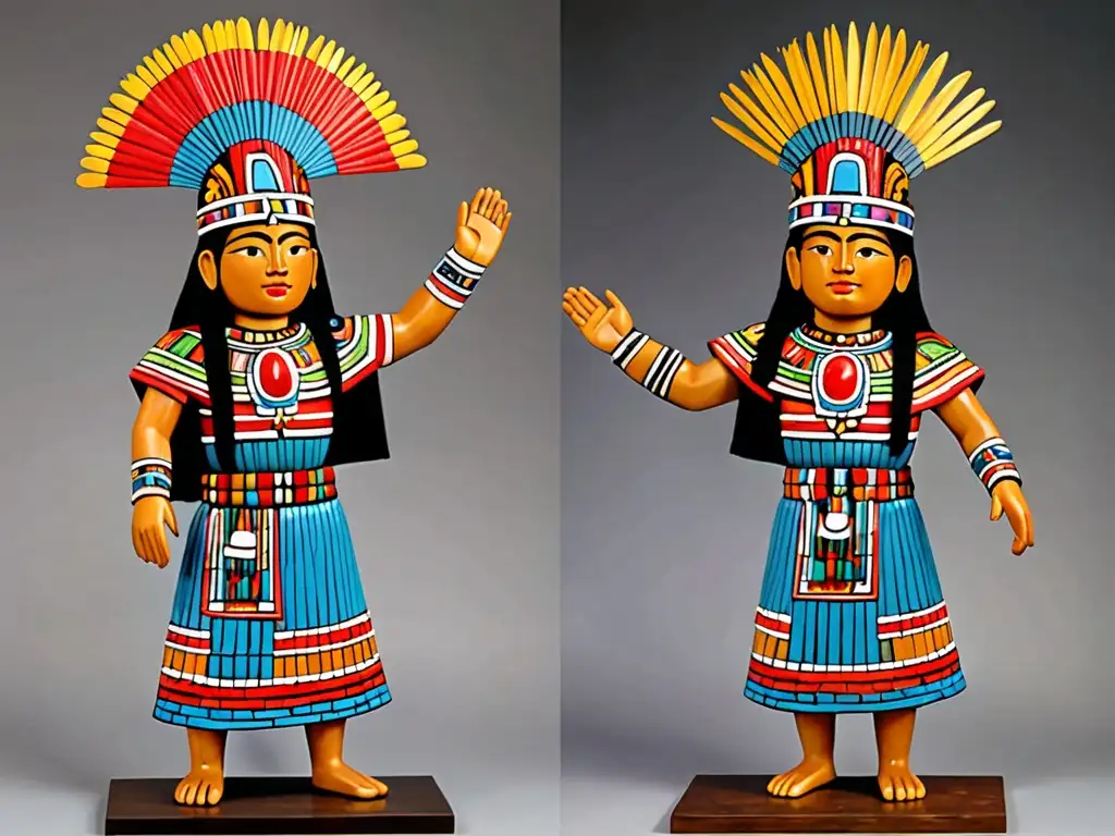 Réplica detallada de los Hermanos Ayar, fundadores míticos del Imperio Inca, contra paisaje andino