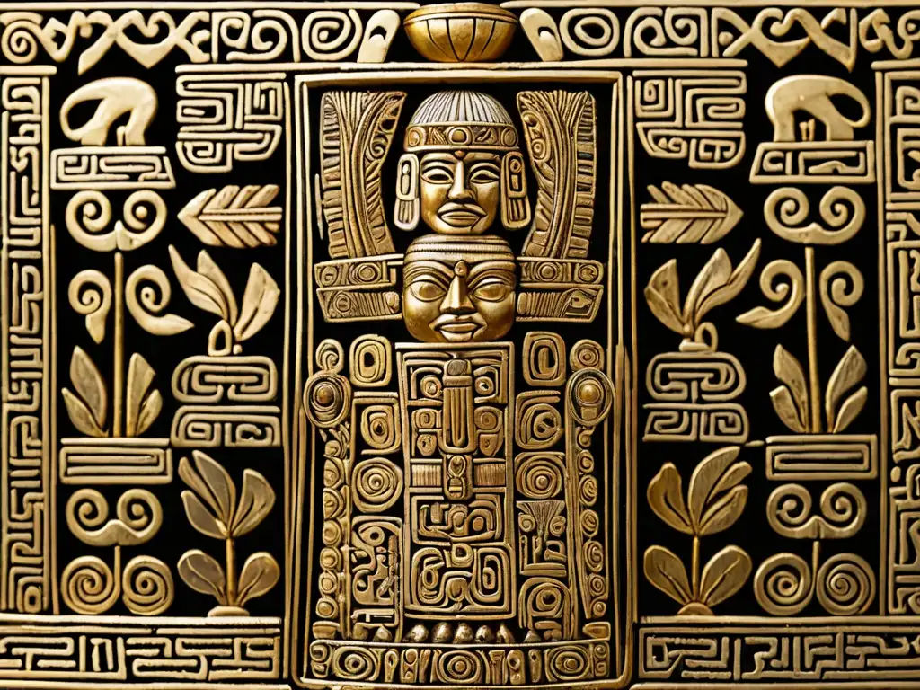 Detalle dorado del Tumi Inca, reflejo del poder ceremonial del cuchillo Inca y su importancia cultural e histórica