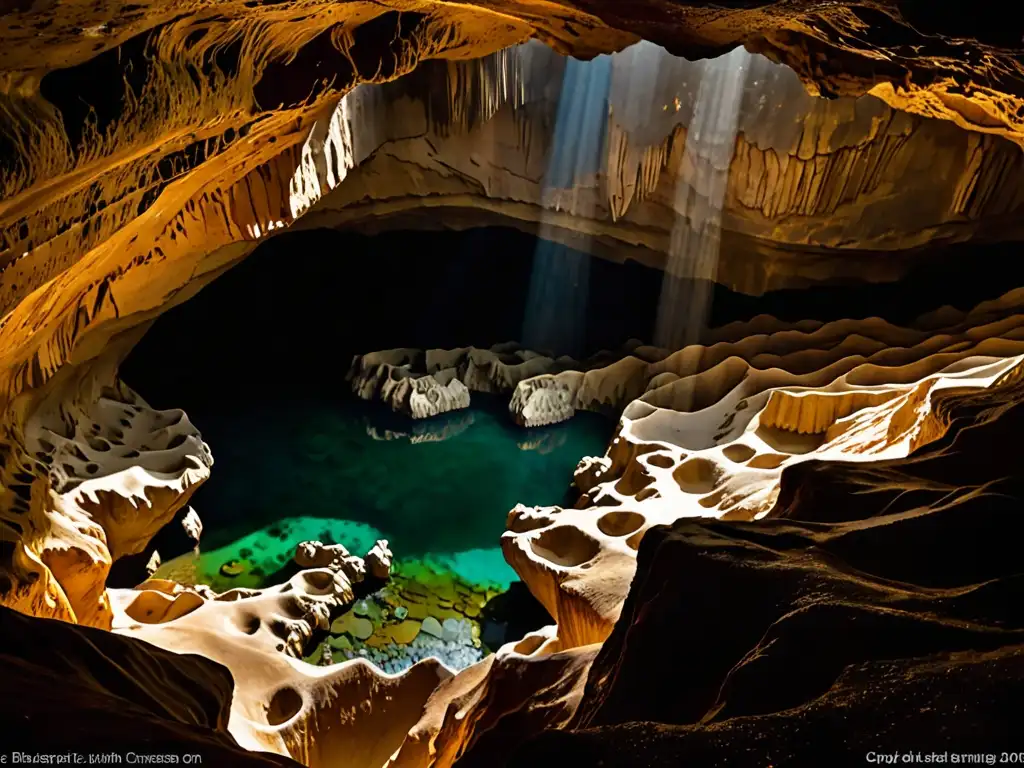Explora la enigmática Cueva de los Tayos con sus intrincadas cámaras y túneles iluminados por la suave luz del sol
