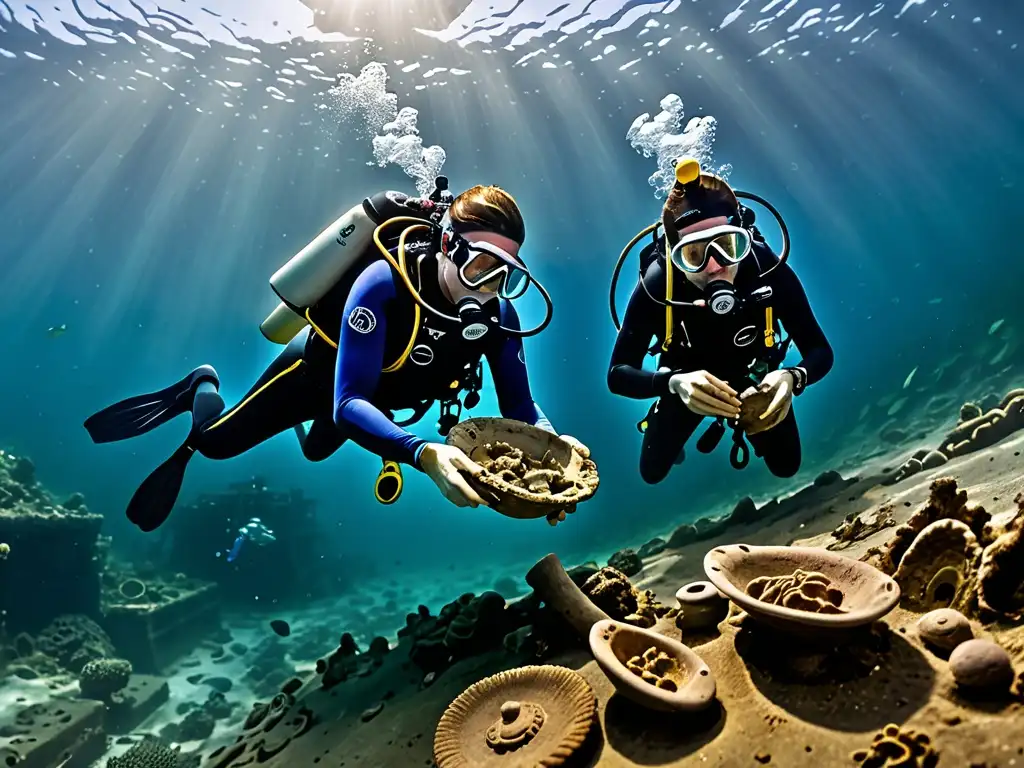 Equipo de arqueólogos submarinos excavando tesoros del Galeón San José en una batalla legal emocionante