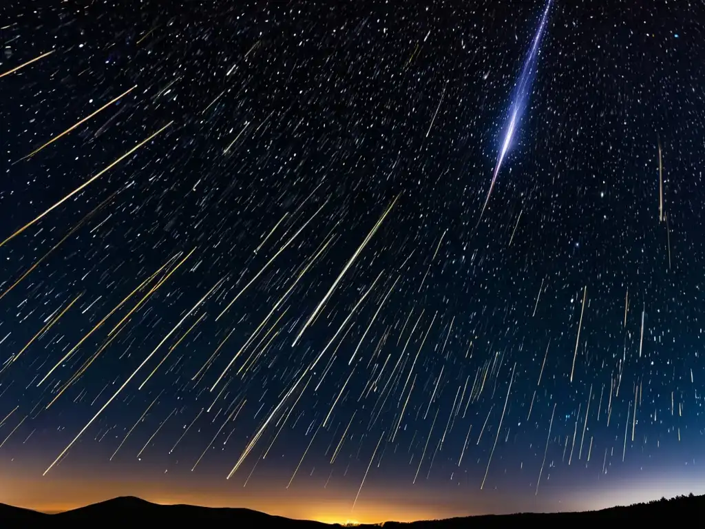 Espectacular lluvia de estrellas en la noche, mostrando su significado mítico y científico