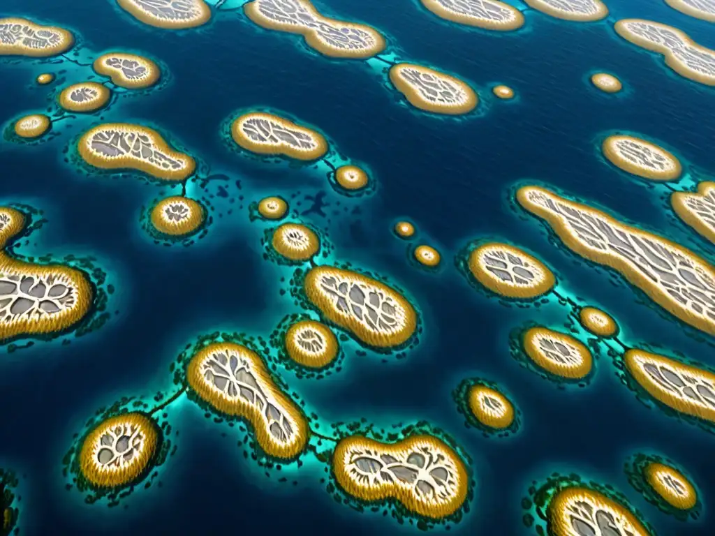 Imagen aérea de alta resolución del vasto océano, con luz solar creando patrones hipnóticos en el fondo marino