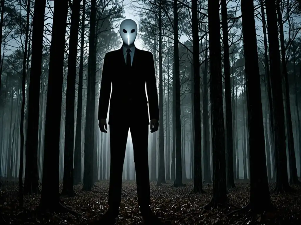 En la imagen se muestra un bosque sombrío de noche, con árboles altos y delgados que proyectan largas sombras en el suelo