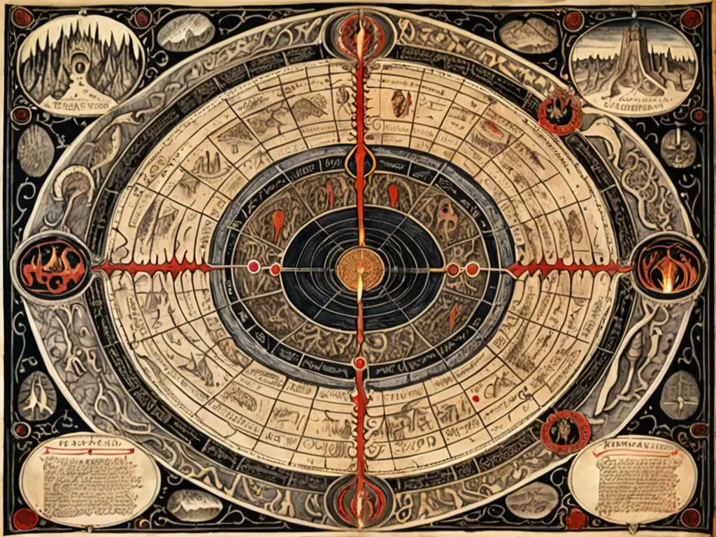 Mapa detallado de Dante's Inferno, con imágenes oscuras y detalles intrincados, iluminado por una vela