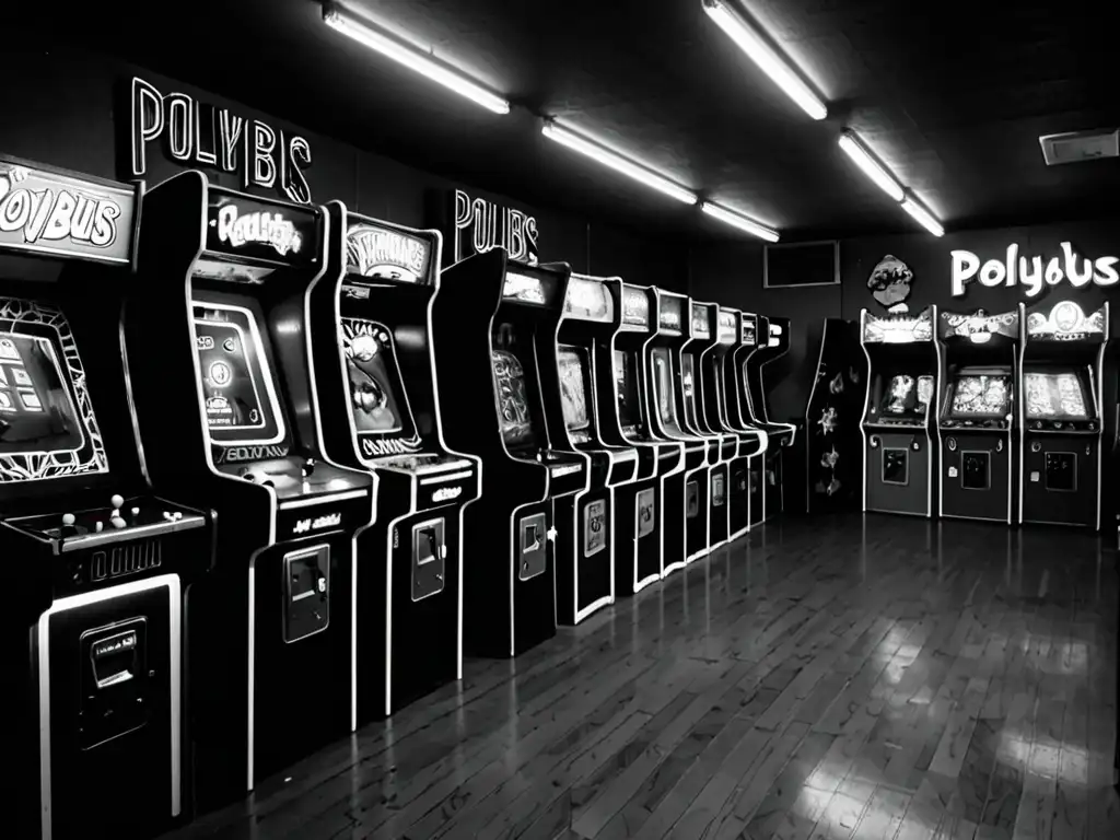 En la penumbra de un arcade, jugadores obsesionados se concentran en las misteriosas pantallas de 'Polybius'