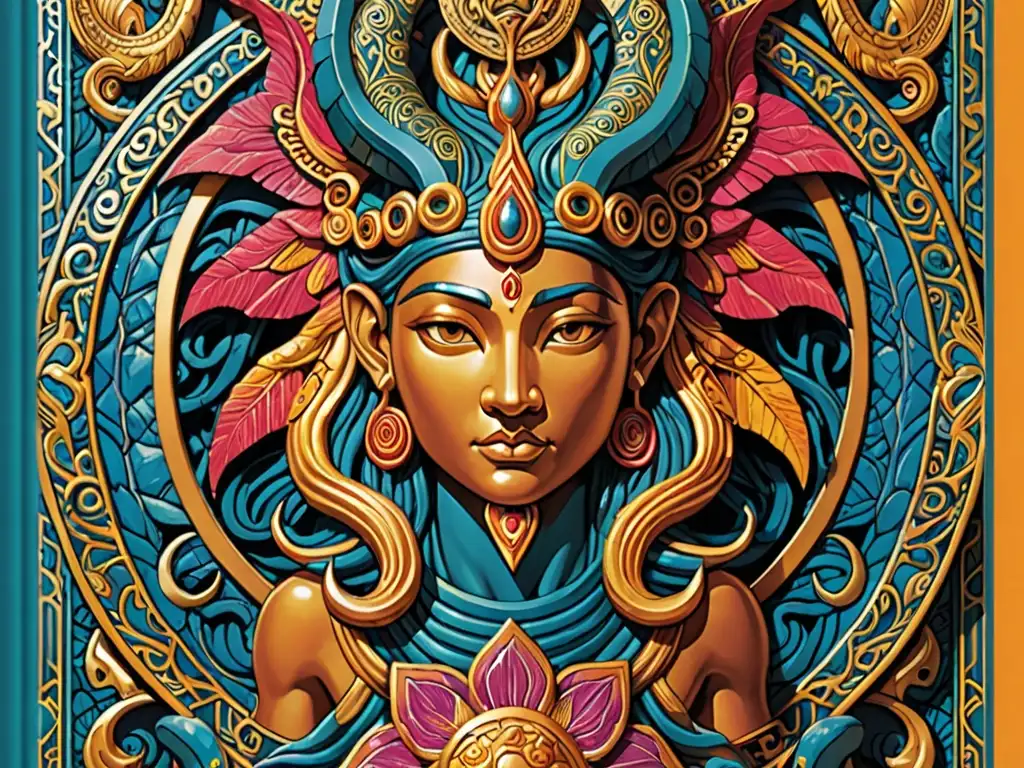 Portada de novela moderna con personajes mitológicos que fusiona lo antiguo con lo contemporáneo, deslumbrando con colores vibrantes