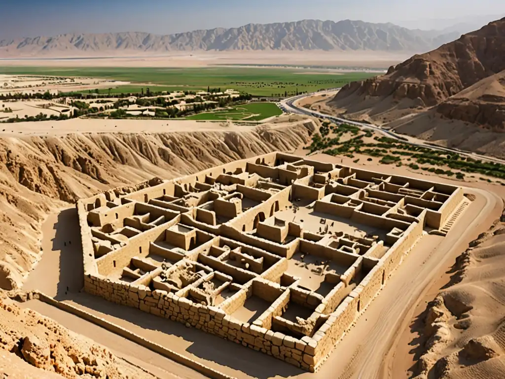 Ruinas antiguas del asentamiento de Qumrán en el desierto, evocando misterio y leyendas bíblicas