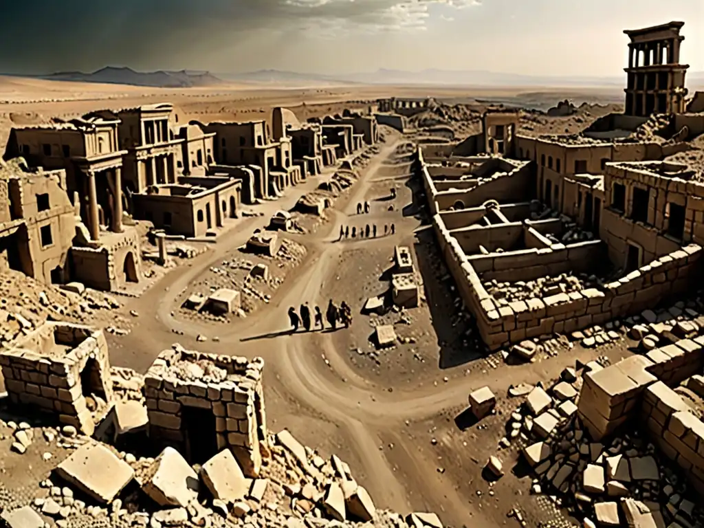 Ruinas antiguas de Sodoma y Gomorra, desoladas y en ruinas