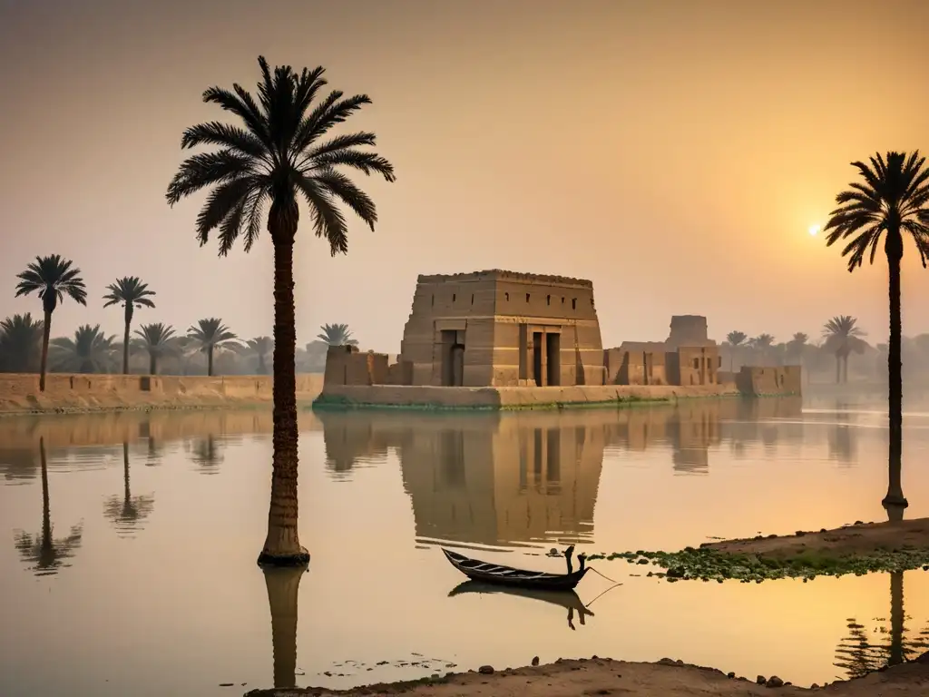 Ruinas del zigurat de Ur emergiendo del río Éufrates