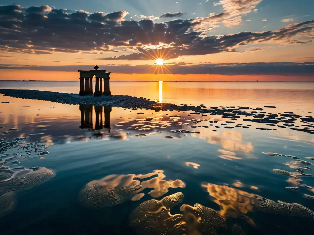 El sol se pone sobre el mar Báltico, creando un resplandor dorado