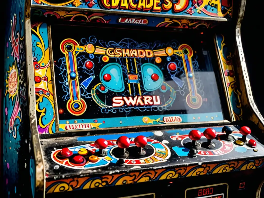 Máquina arcade vintage con misterioso aire de abandono, revelando el enigma del Polybius Arcade en su interior
